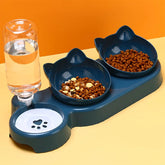 3-in-1 Pet Bowl Set – Tilted Cat & Dog Food Bowl with Water Feeder